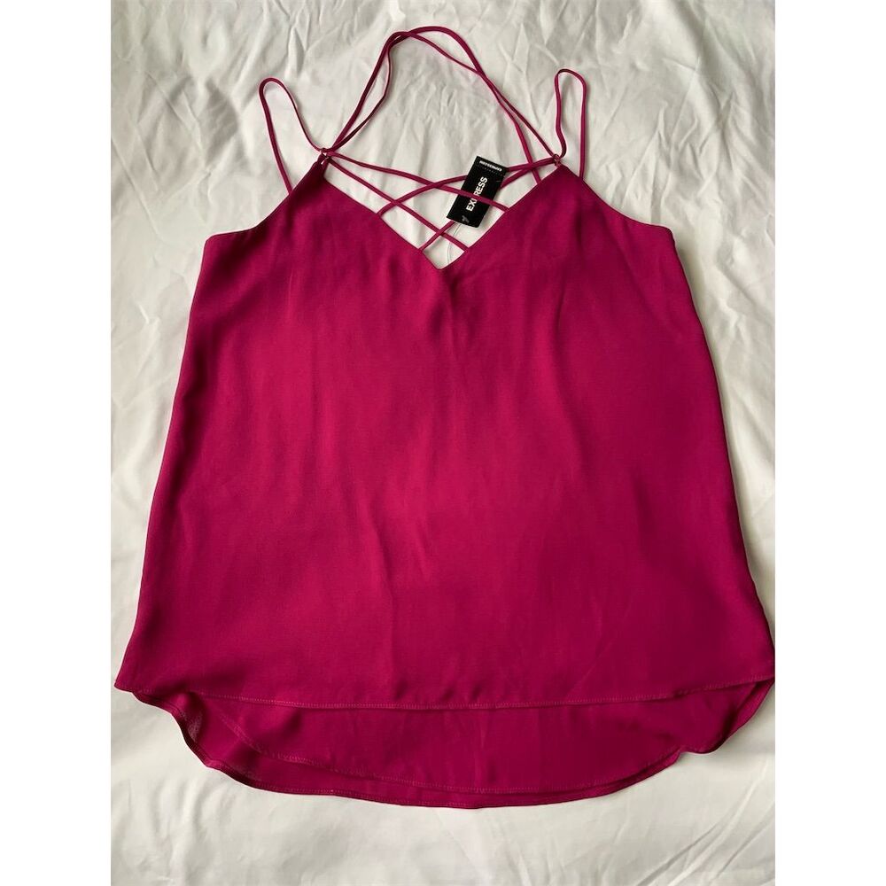 Express Women's XS Pink Strappy Crisscross Cami Tank Top Sleeveless